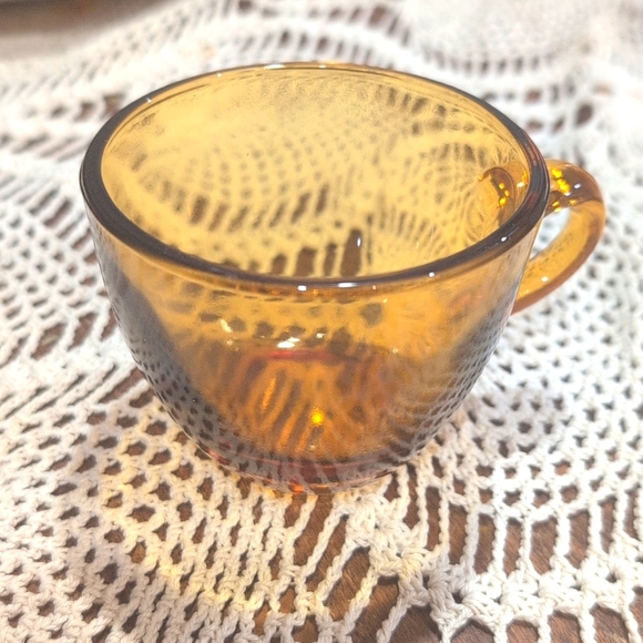 Vintage Indiana Sunburst Amber Glass cup with handle - Picture 2 of 5